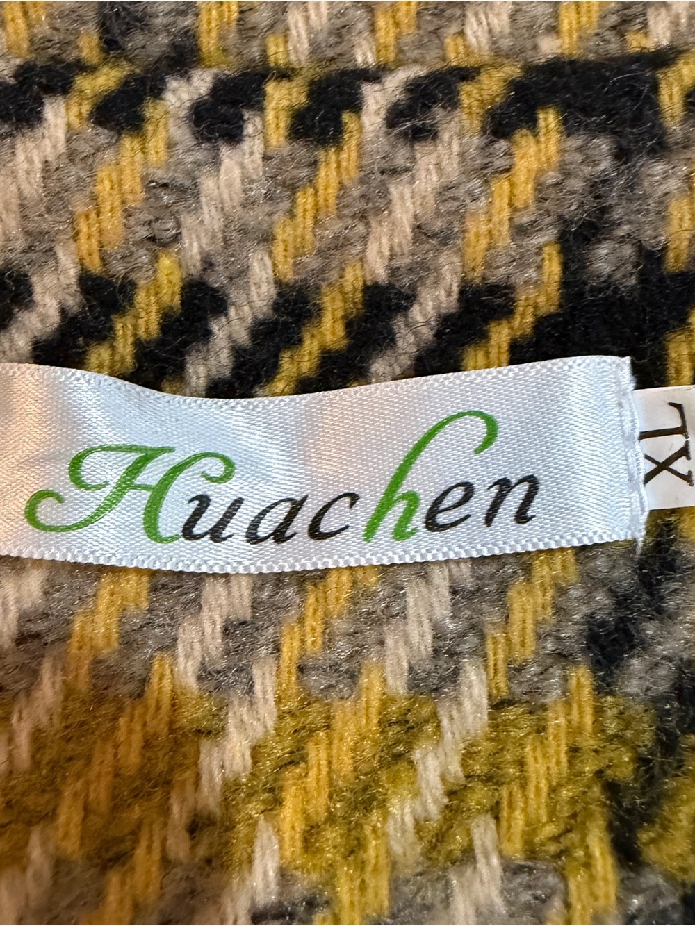 Huachen Women’s Yellow Plaid Double-Breasted Coat - Bright Yellow Sz XL - Picture 3 of 7